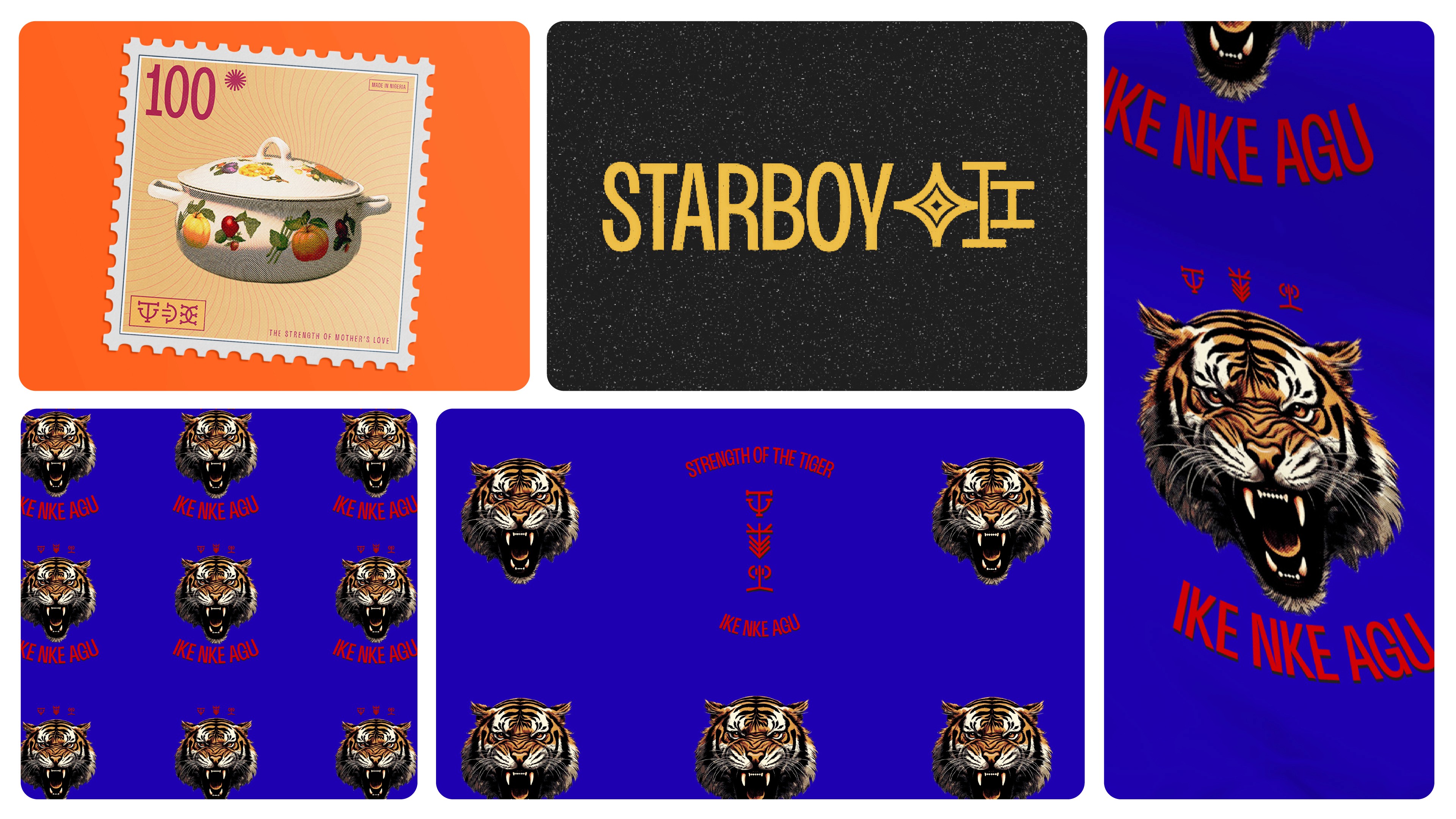 Stamp, wordmark, tiger and textile applications using the symbol system