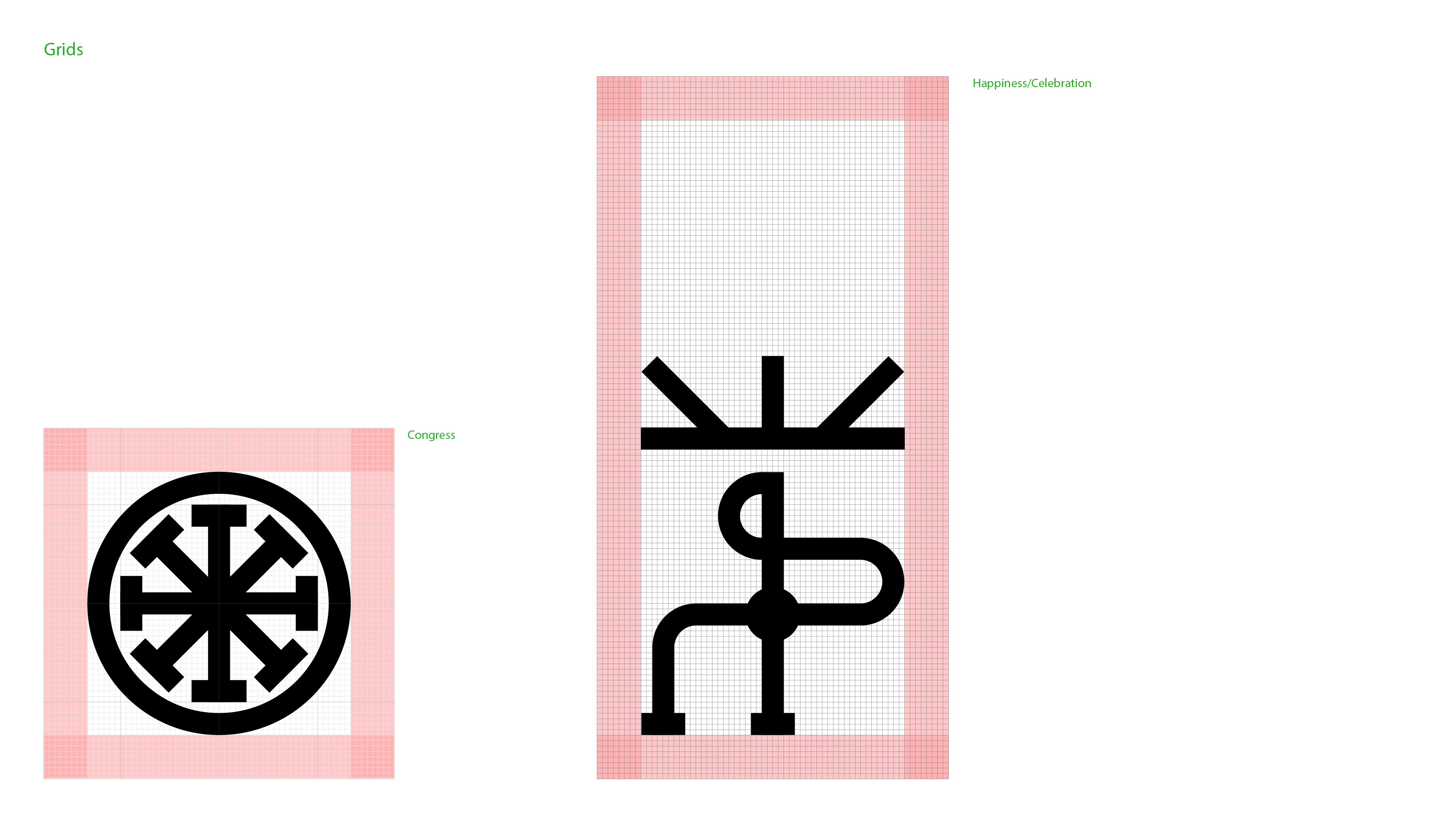 Construction grids for circular and vertical Nsibidi-inspired glyphs