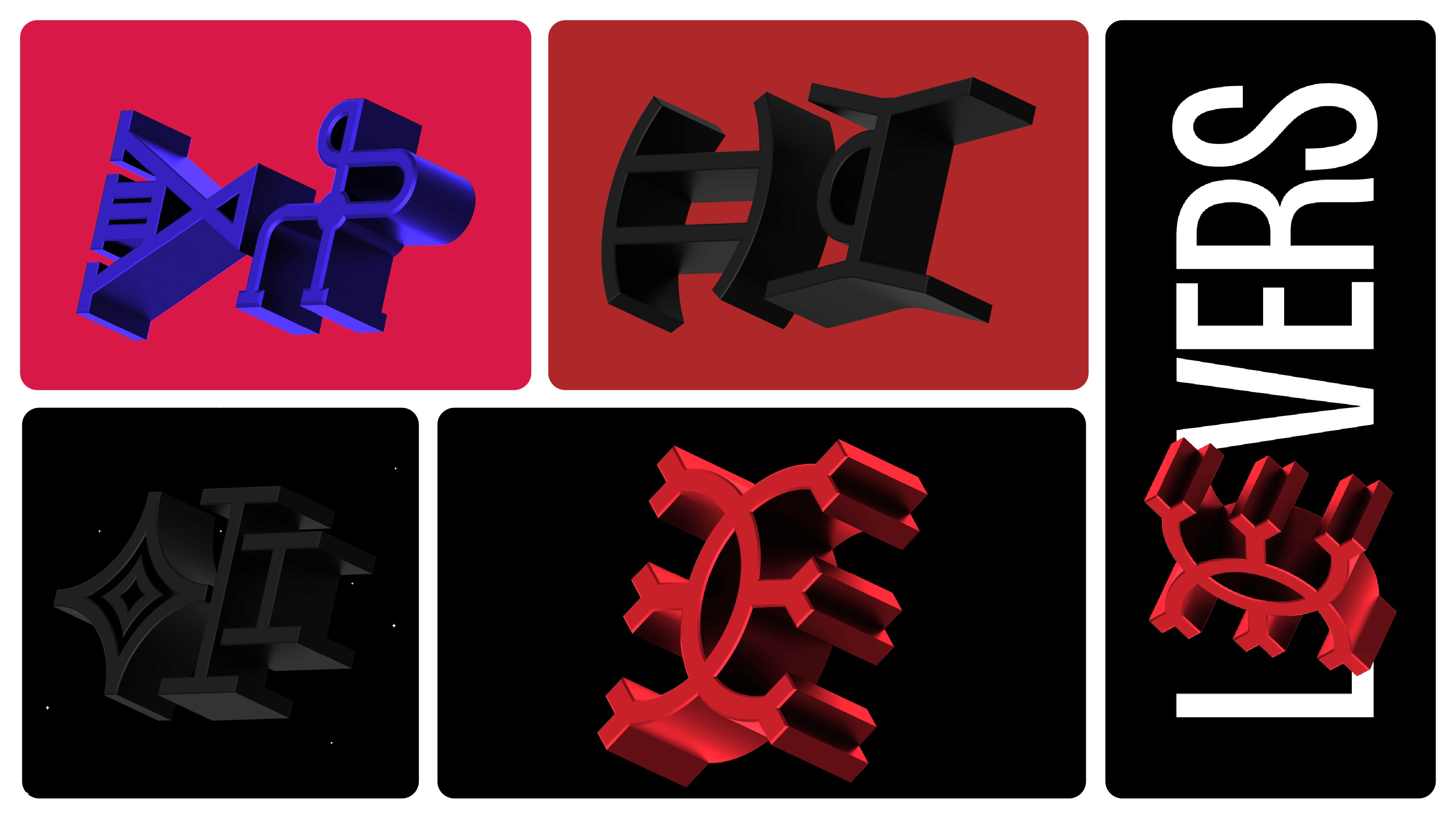 Lovers identity studies in red, black and purple