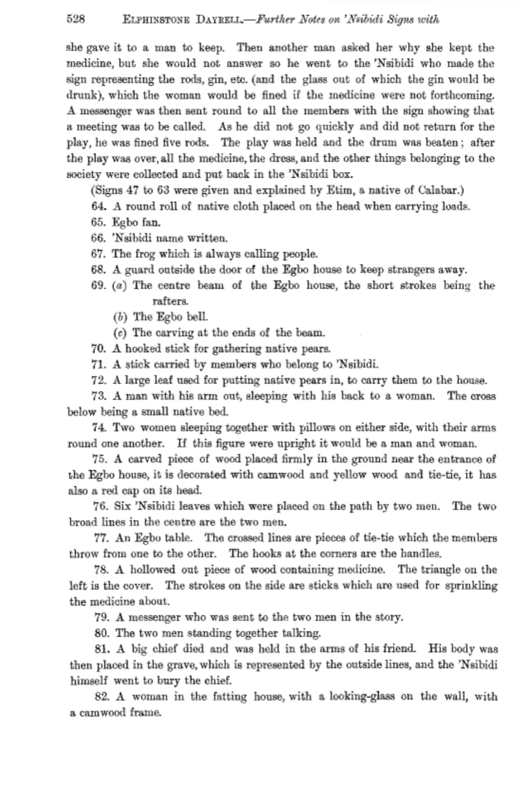Dayrell (1911). Page 528: meanings of signs 64 to 82.