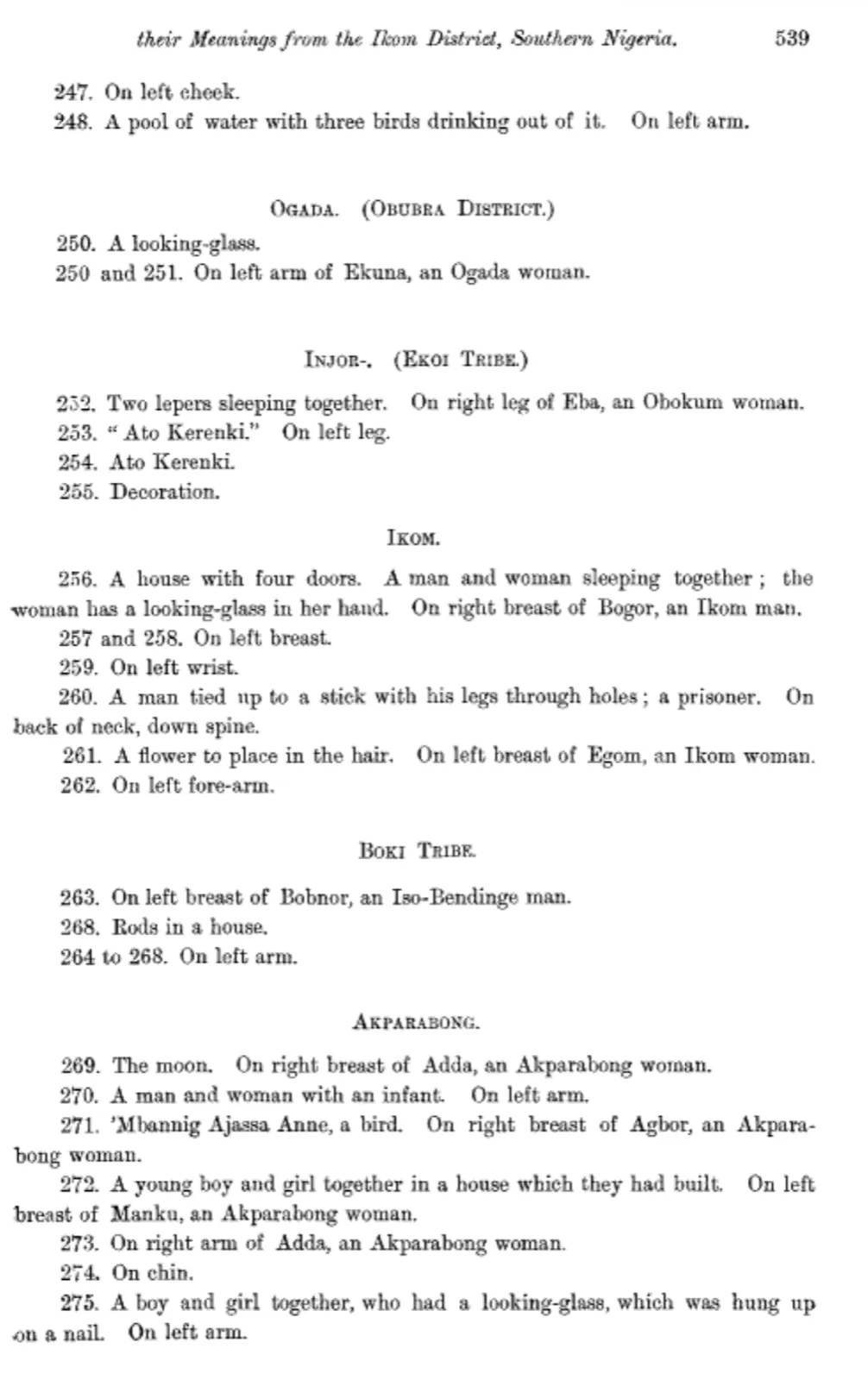 Dayrell (1911). Page 539: signs 247 to 275, by district and tribe.